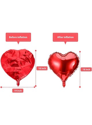 بالونات قلوب حمراء لتزيين يوم الحب – بالونات على شكل قلب بحجم 18 بوصة لزينة الفالنتاين – بالون فويل أحمر للحب مناسب لتزيين حفلات الزفاف وذكرى الزواج وحفلات يوم الحب (مجموعة من 10 قطع) - view 4